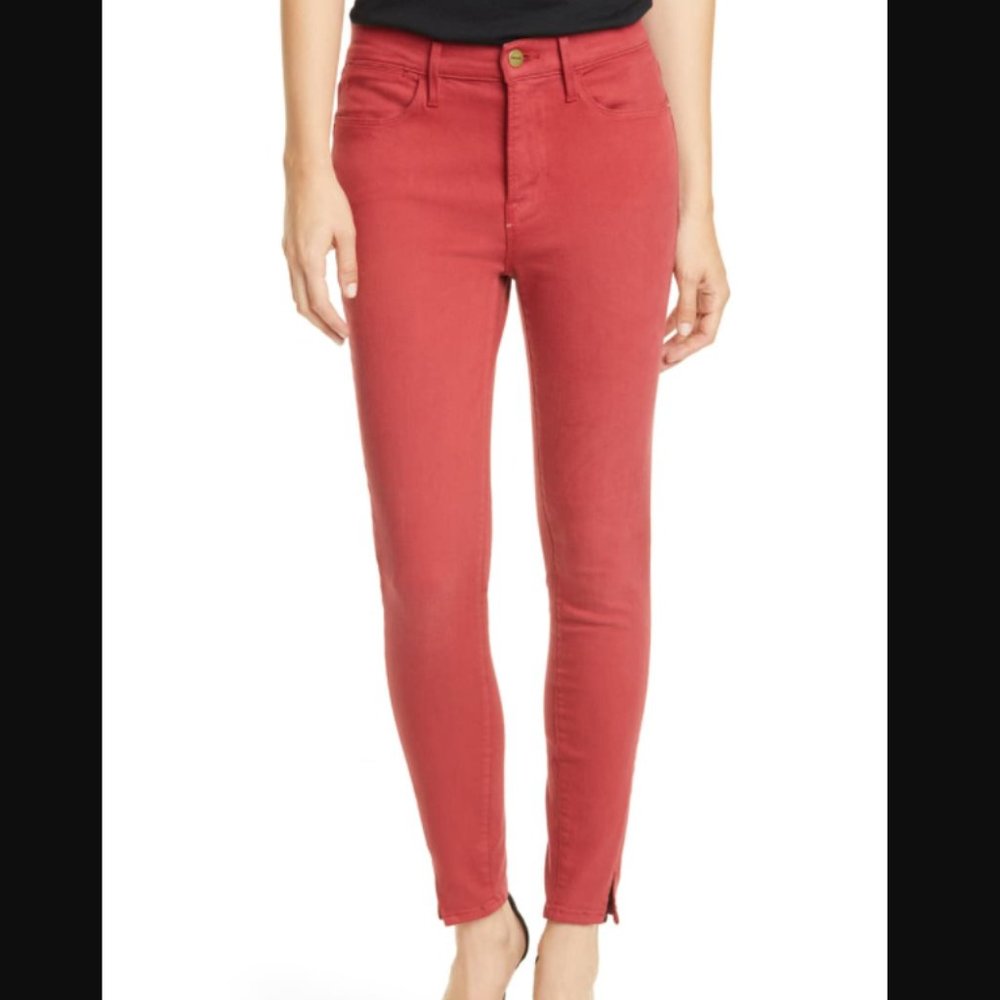 FRAME | High Waist Skinny Jeans, Faded Red